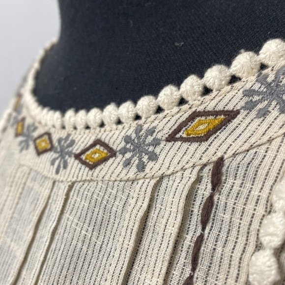 LAYERZ CLOTHING | Wander Boho Cream Embroidered Lagenlook Midi Dress 100% Cotton - Picture 7 of 14